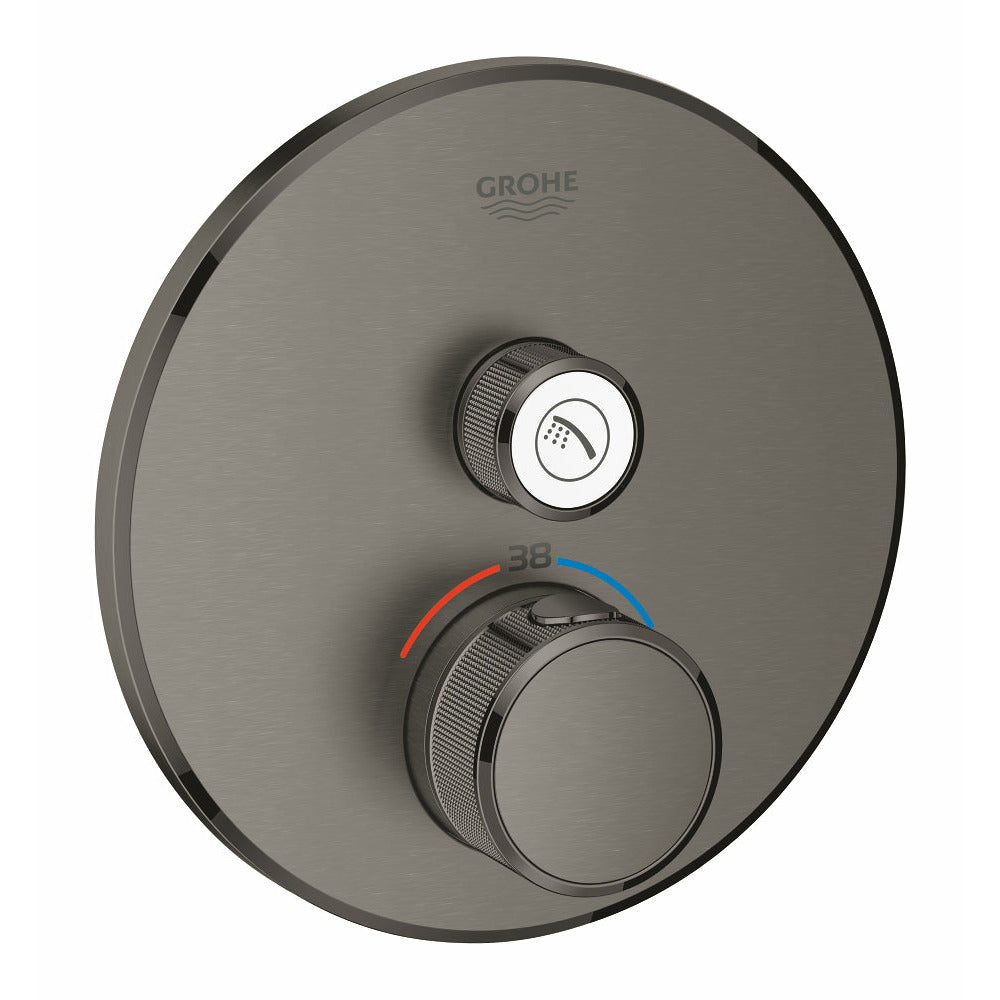 Grohe Brushed Hard Graphite Grohtherm SmartControl Thermostat for concealed installation with one valve - Letta London - Push Button Shower Valves