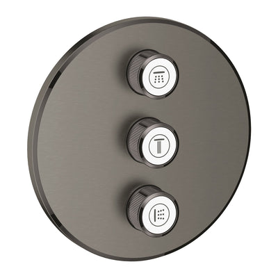 Grohe Brushed Hard Graphite Grohtherm SmartControl Triple volume control trim - Letta London - Thermostatic Showers