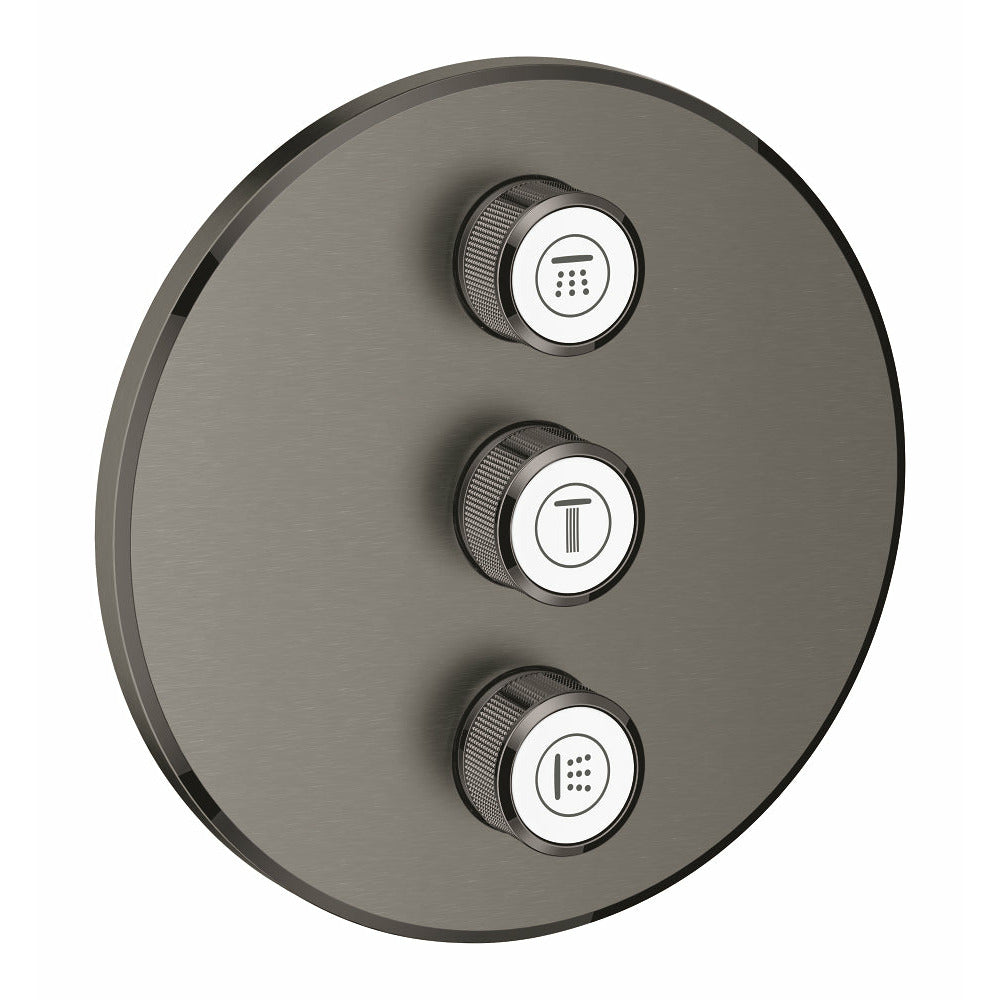 Grohe Brushed Hard Graphite Grohtherm SmartControl Triple volume control trim - Letta London - Thermostatic Showers