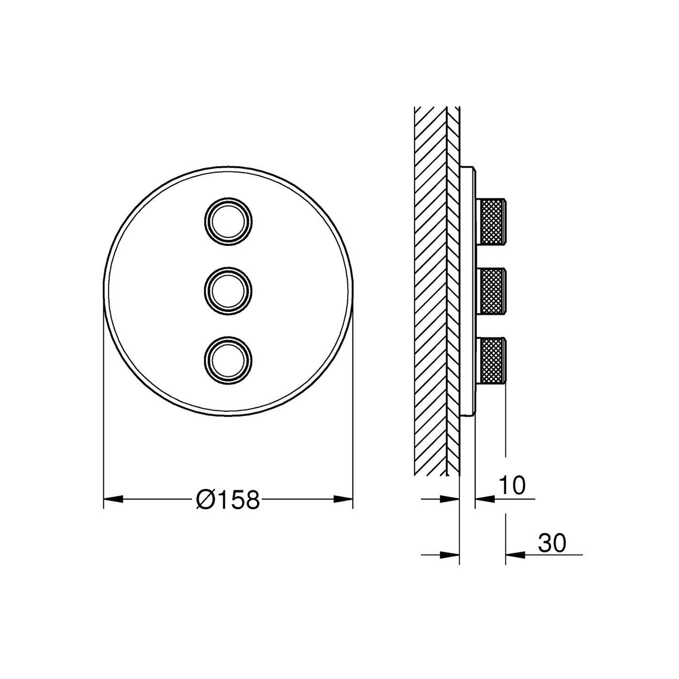 Grohe Brushed Hard Graphite Grohtherm SmartControl Triple volume control trim - Letta London - Thermostatic Showers