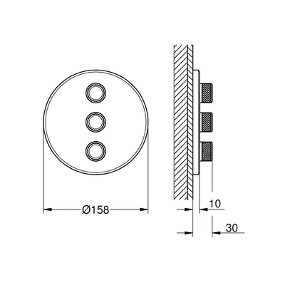 Grohe Brushed Hard Graphite Grohtherm SmartControl Triple volume control trim - Letta London - Thermostatic Showers