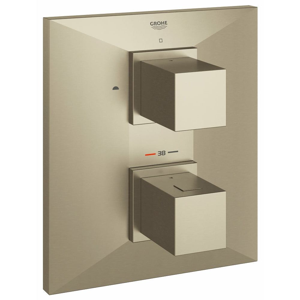 Grohe Brushed Nickels Allure Brilliant Thermostat with integrated 2-way diverter
for bath or shower with more than one outlet - Letta London - Twin Valves With Diverter