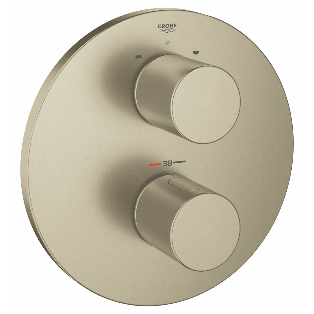 Grohe Brushed Nickels Grohtherm 3000 Cosmopolitan Thermostat with integrated 2-way diverter
for bath or shower with more than one outlet - Letta London - Twin Valves With Diverter