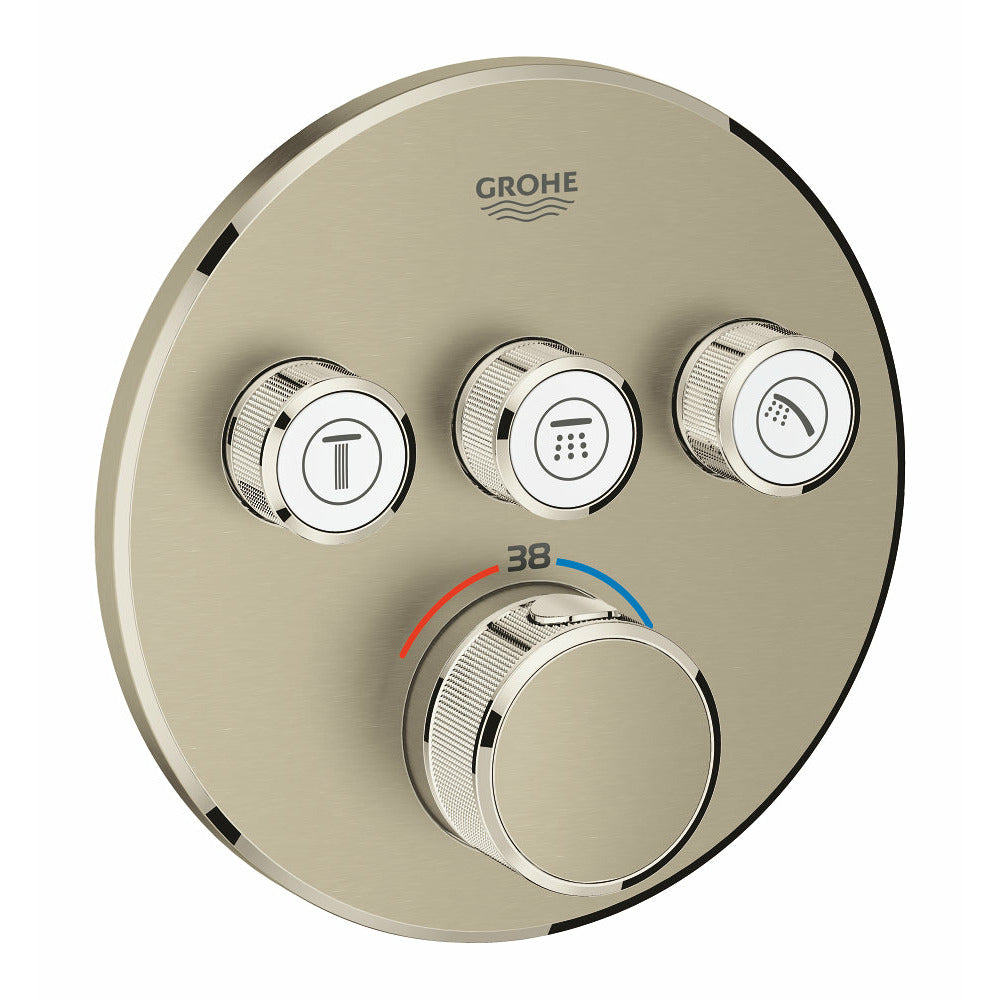 Grohe Brushed Nickels Grohtherm SmartControl Thermostat for concealed installation with 3 valves - Letta London - Thermostatic Showers