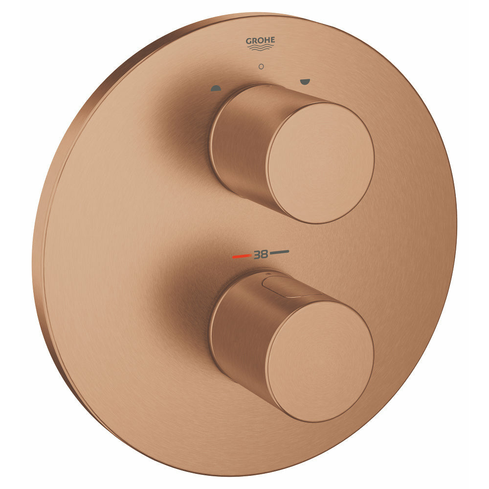 Grohe Brushed Warm Sunset Grohtherm 3000 Cosmopolitan Thermostat with integrated 2-way diverter
for bath or shower with more than one outlet - Letta London - Twin Valves With Diverter