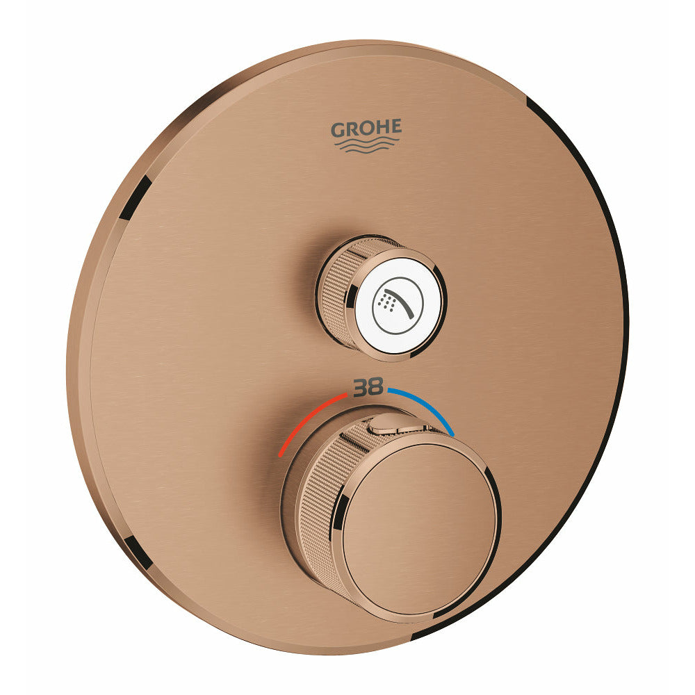 Grohe Brushed Warm Sunset Grohtherm SmartControl Thermostat for concealed installation with one valve - Letta London - Push Button Shower Valves
