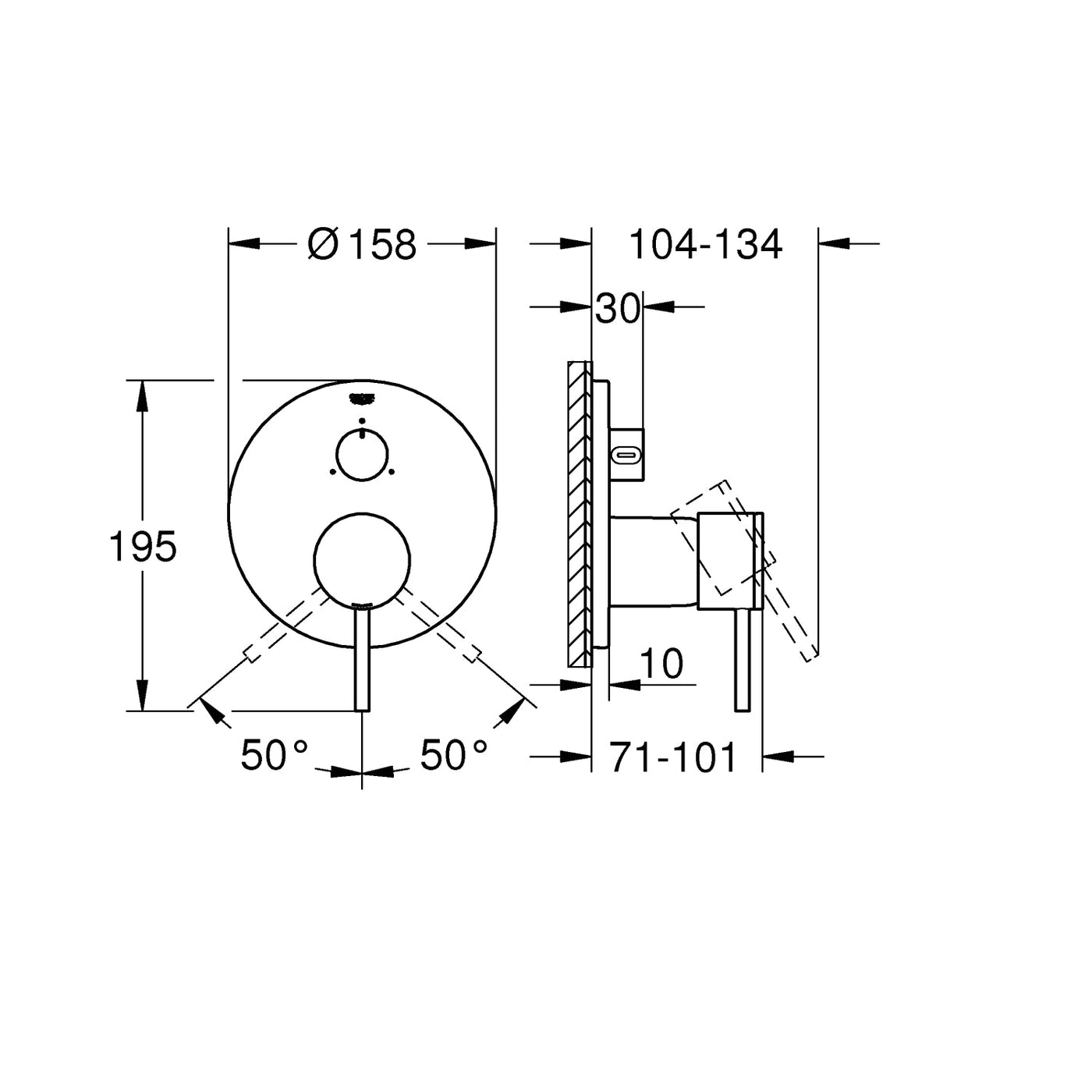 Grohe Chrome Atrio Single-lever mixer with 3-way diverter - Letta London - Thermostatic Showers