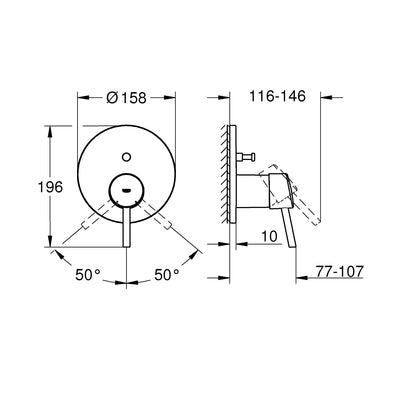 Grohe Chrome Concetto Single-lever mixer with 2-way diverter - Letta London - Thermostatic Showers