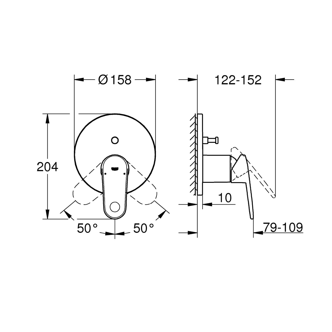 Grohe Chrome Europlus Single-lever mixer with 2-way diverter - Letta London - Thermostatic Showers