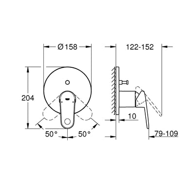 Grohe Chrome Europlus Single-lever mixer with 2-way diverter - Letta London - Thermostatic Showers