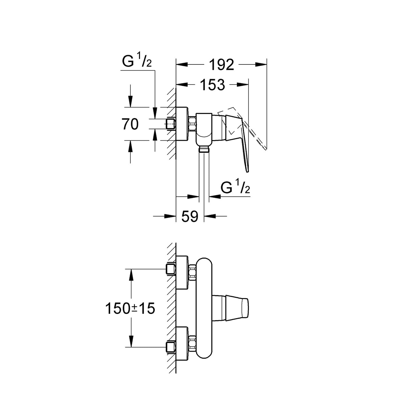 Grohe Chrome Eurosmart Cosmopolitan Single-lever shower mixer 1/2" - Letta London - Thermostatic Showers