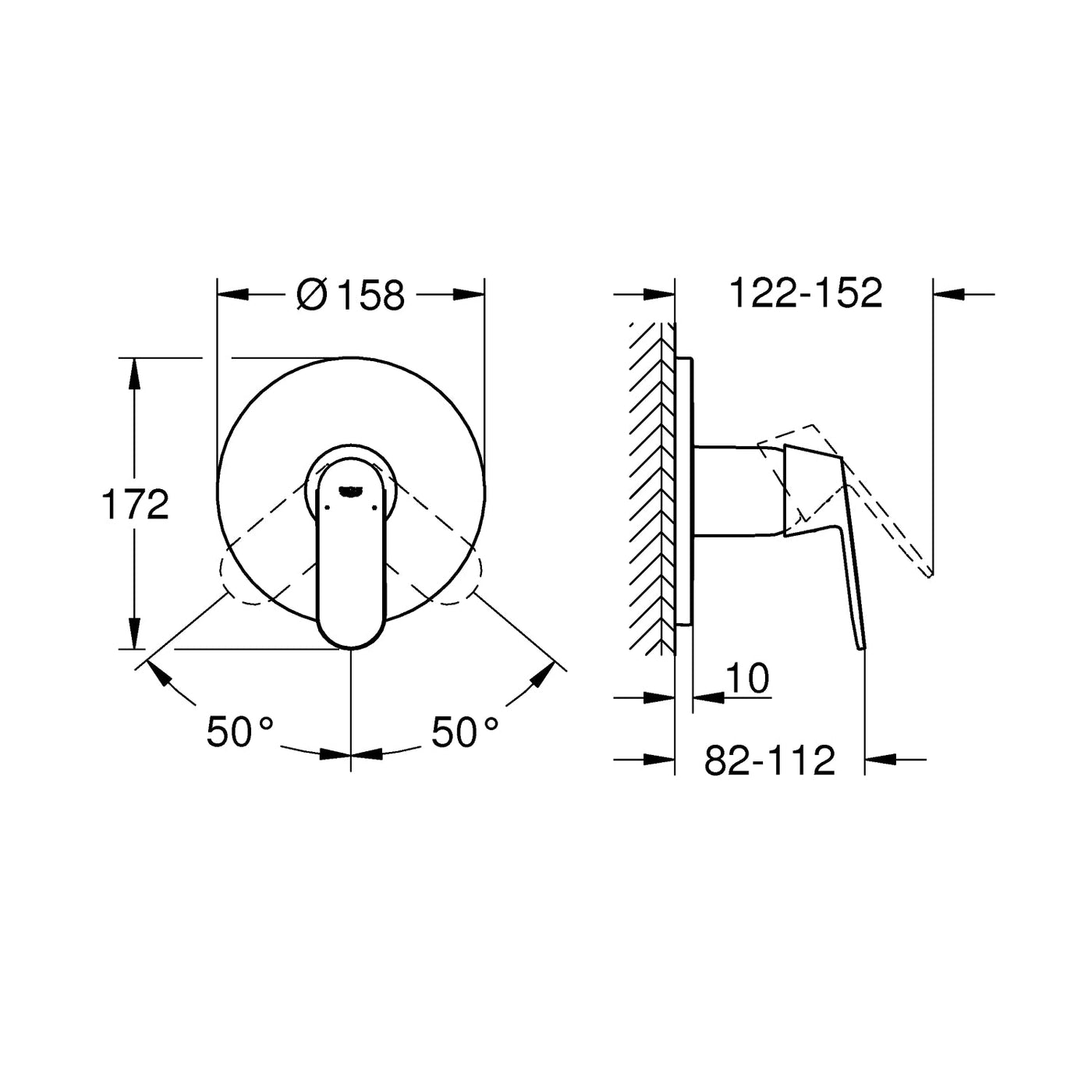 Grohe Chrome Eurosmart Cosmopolitan Single-lever shower mixer trim - Letta London - Thermostatic Showers