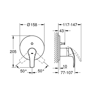 Grohe Chrome Eurosmart Single-lever mixer with 2-way diverter - Letta London - Thermostatic Showers