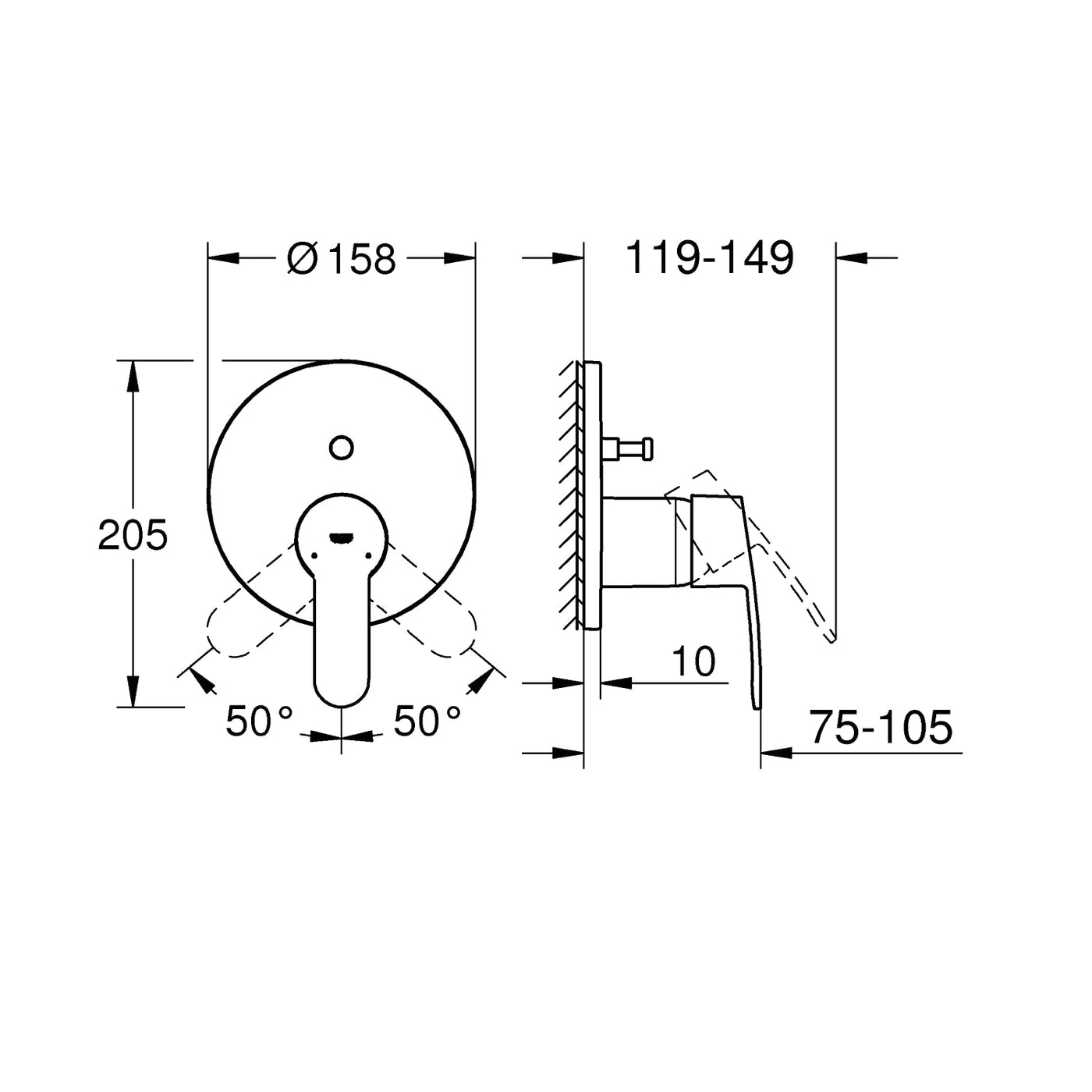 Grohe Chrome Eurostyle Cosmopolitan Single-lever mixer with 2-way diverter - Letta London - Thermostatic Showers