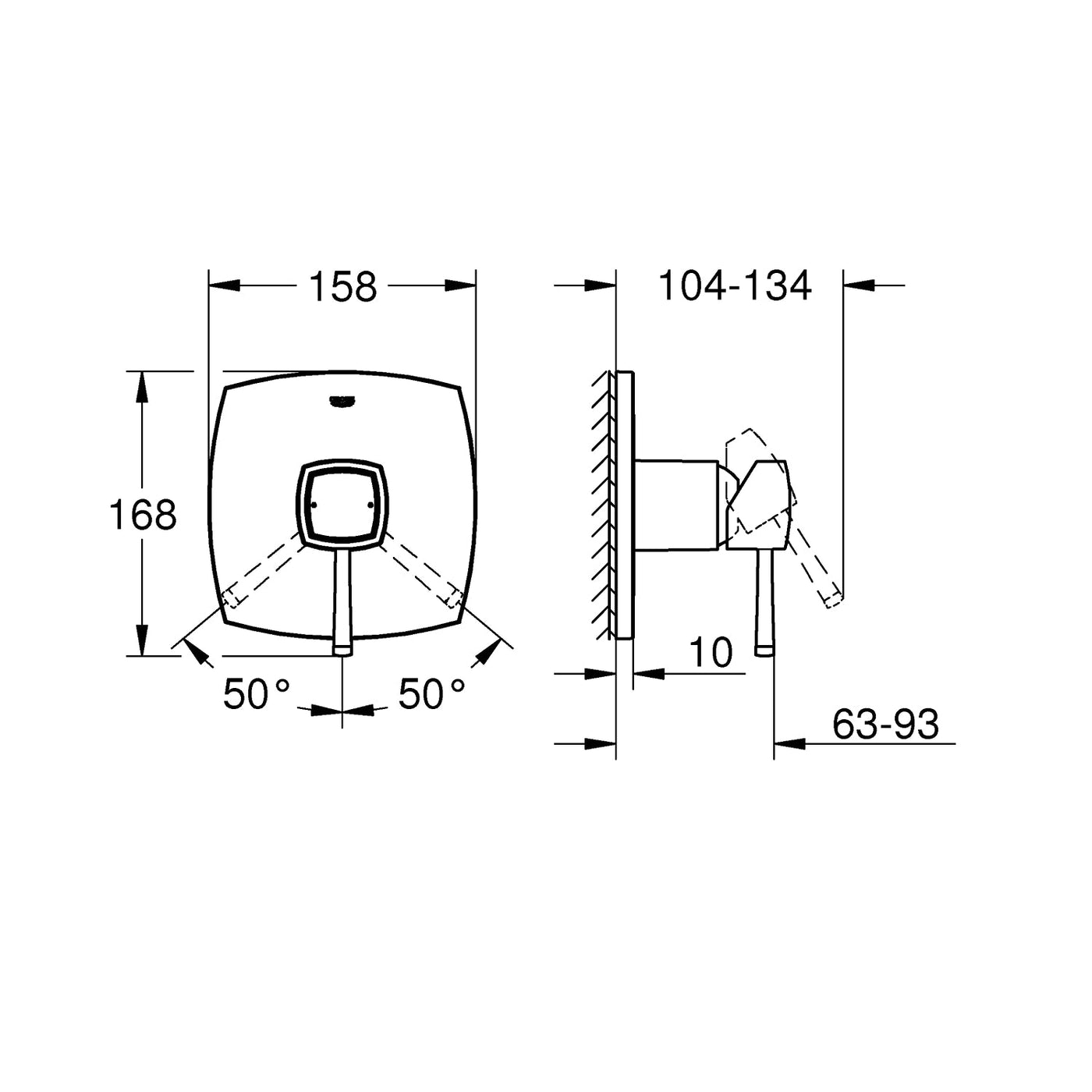 Grohe Chrome Grandera Single-lever shower mixer trim - Letta London - Thermostatic Showers