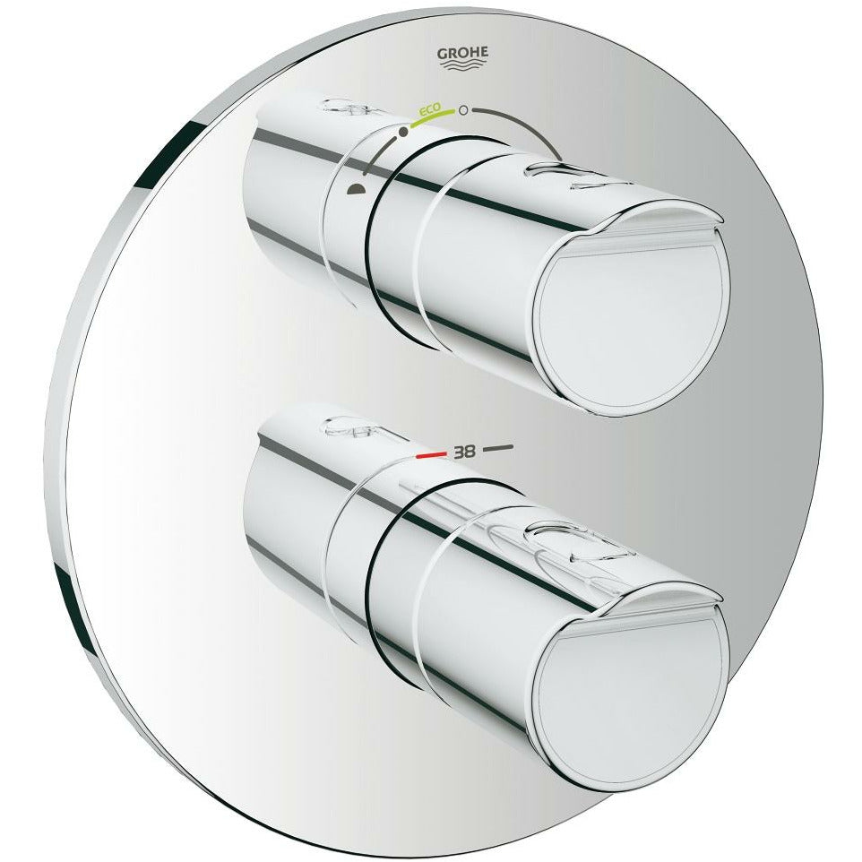 Grohe Chrome Grohtherm 2000 Thermostat with integrated 2-way diverter
for bath or shower with more than one outlet - Letta London - Twin Valves With Diverter