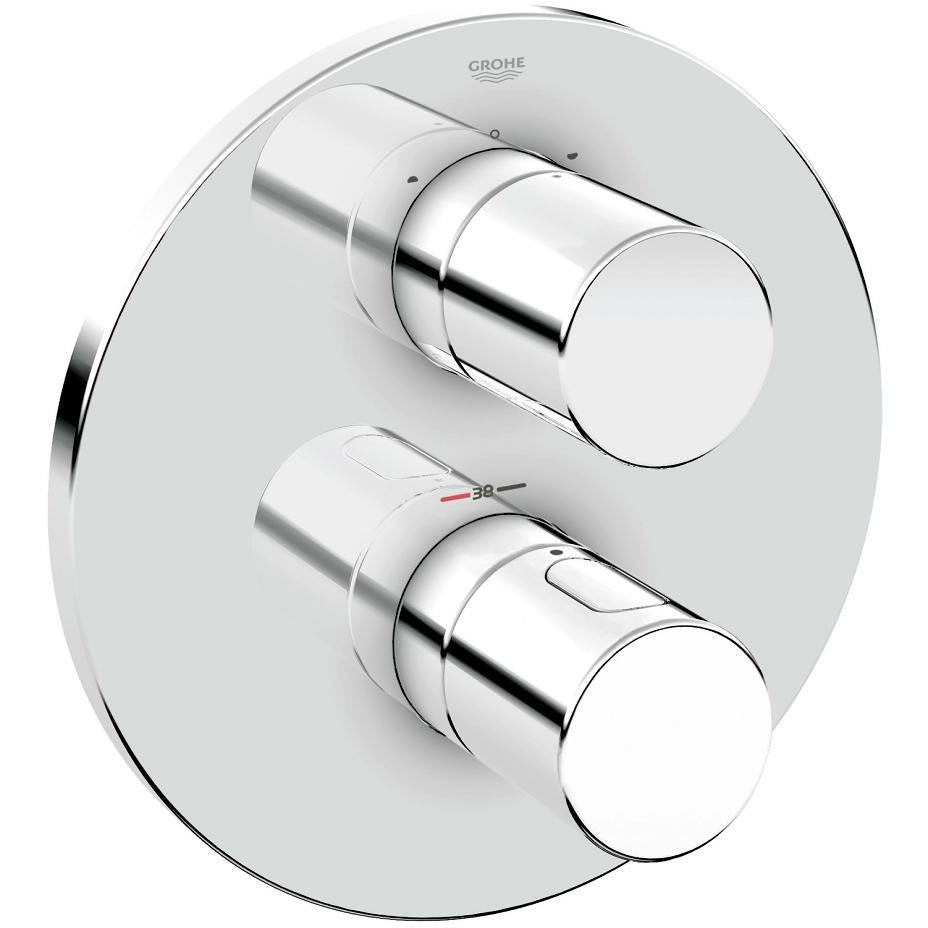 Grohe Chrome Grohtherm 3000 Cosmopolitan Thermostat with integrated 2-way diverter
for bath or shower with more than one outlet - Letta London - Twin Valves With Diverter