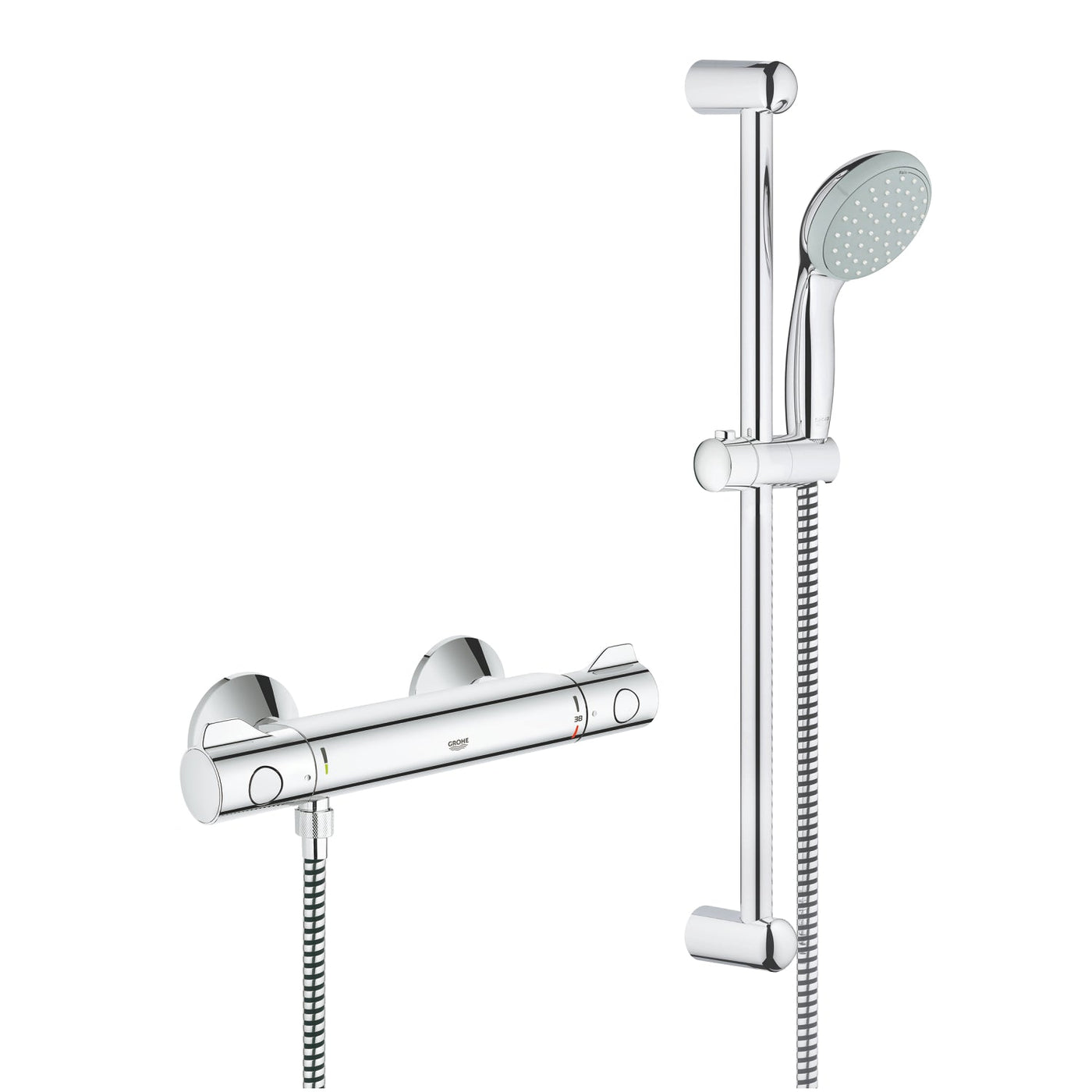 Grohe Chrome Grohtherm 800 Thermostatic shower mixer 1/2" with shower set - Letta London - Thermostatic Showers