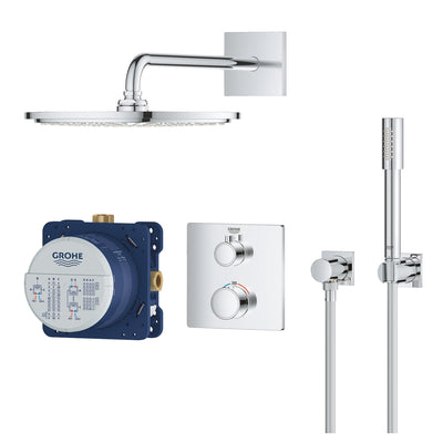 Grohe Chrome Grohtherm Perfect shower set with Rainshower Cosmopolitan 160 - Letta London - Shower Set