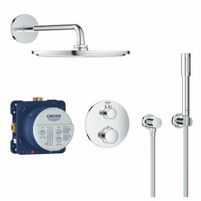 Grohe Chrome Grohtherm Perfect shower set with Rainshower Cosmopolitan 160 - Letta London - Shower Set