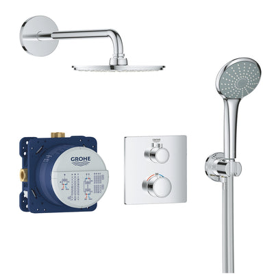 Grohe Chrome Grohtherm Perfect shower set with Rainshower Cosmopolitan 210 - Letta London - Shower Set