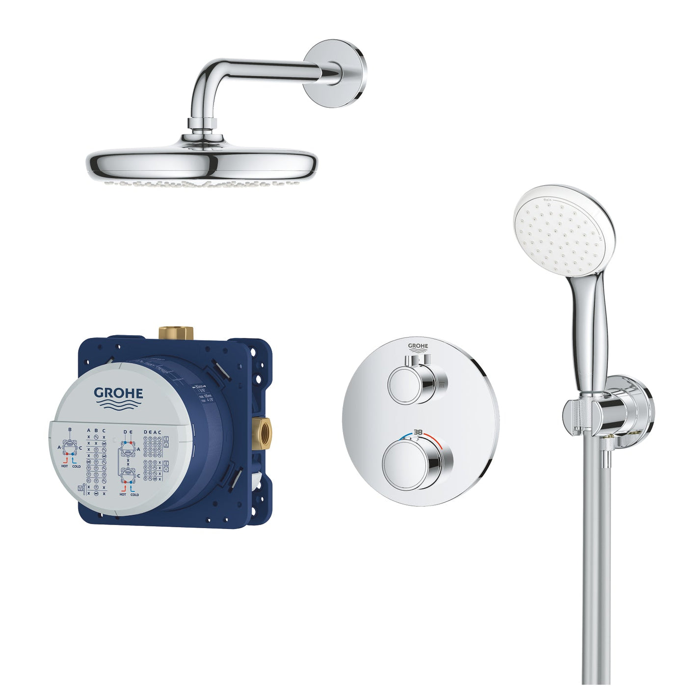 Grohe Chrome Grohtherm Perfect shower set with Tempesta 210 - Letta London - Shower Set