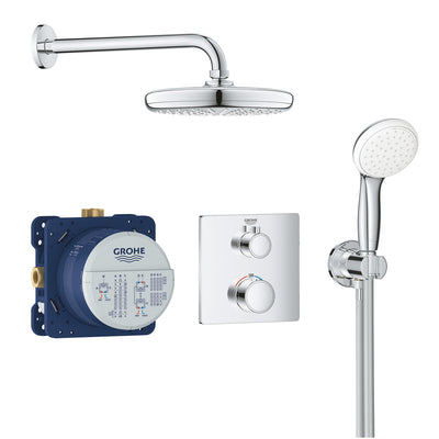 Grohe Chrome Grohtherm Perfect shower set with Tempesta 210 - Letta London - Shower Set