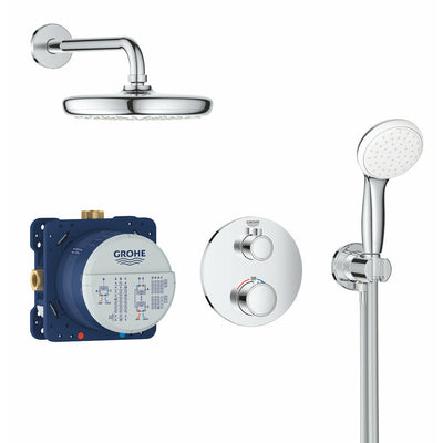 Grohe Chrome Grohtherm Perfect shower set with Tempesta 210 - Letta London - Shower Set