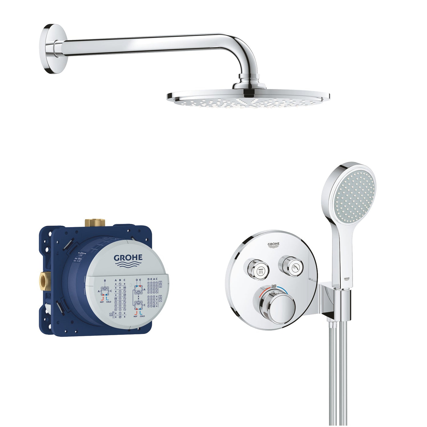 Grohe Chrome Grohtherm SmartControl Perfect shower set - Letta London - Shower Set