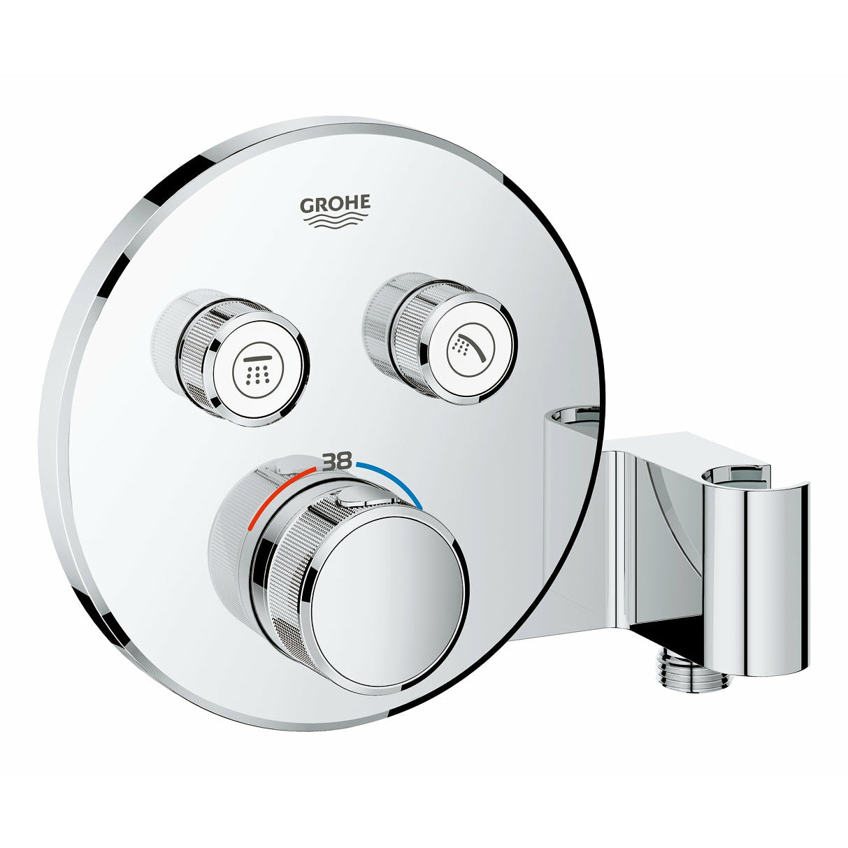 Grohe Chrome Grohtherm SmartControl Thermostat for concealed installation with 
2 valves and integrated shower holder - Letta London - Push Button Shower Valves