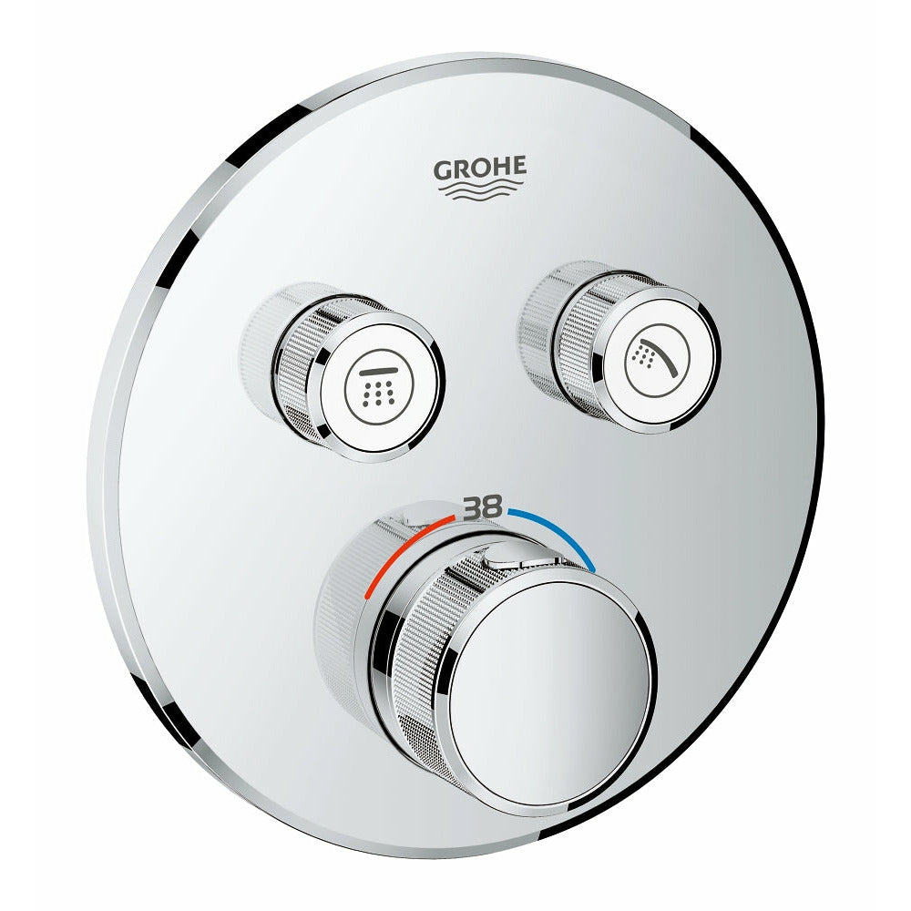 Grohe Chrome Grohtherm SmartControl Thermostat for concealed installation with 2 valves - Letta London - Push Button Shower Valves