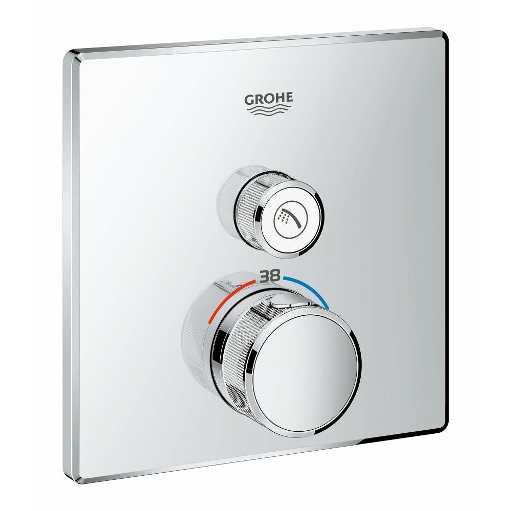Grohe Chrome Grohtherm SmartControl Thermostat for concealed installation with one valve - Letta London - Push Button Shower Valves