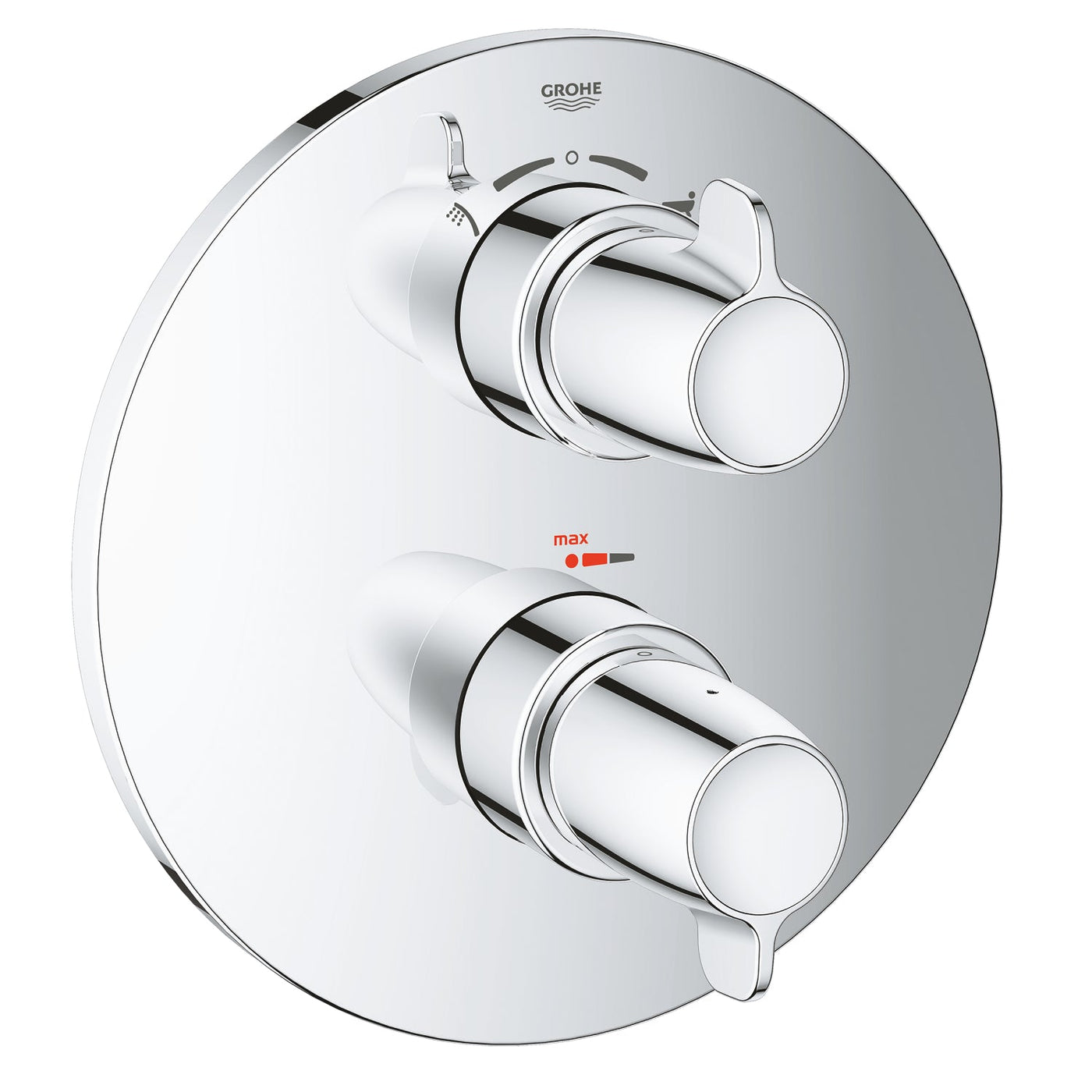 Grohe Chrome Grohtherm Special Thermostatic bath/shower mixer trim - Letta London - Twin Valves With Diverter