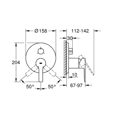 Grohe Chrome Lineare Single-lever mixer with 3-way diverter - Letta London - Thermostatic Showers