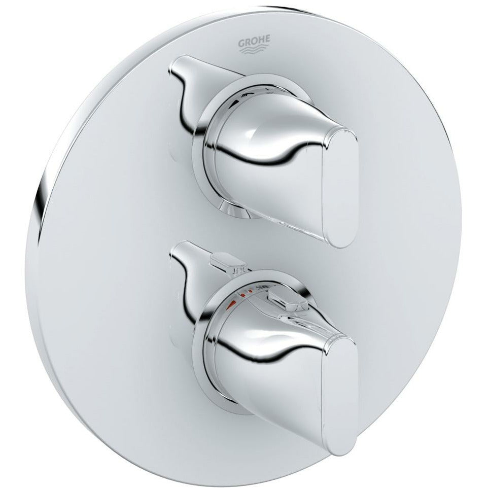 Grohe Chrome Ondus Thermostat with integrated 2-way diverter
for bath or shower with more than one outlet - Letta London - Twin Valves With Diverter