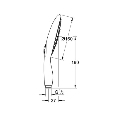 Grohe Chrome Power&Soul 160 Hand Shower 4+ sprays - Letta London - Hand Showers