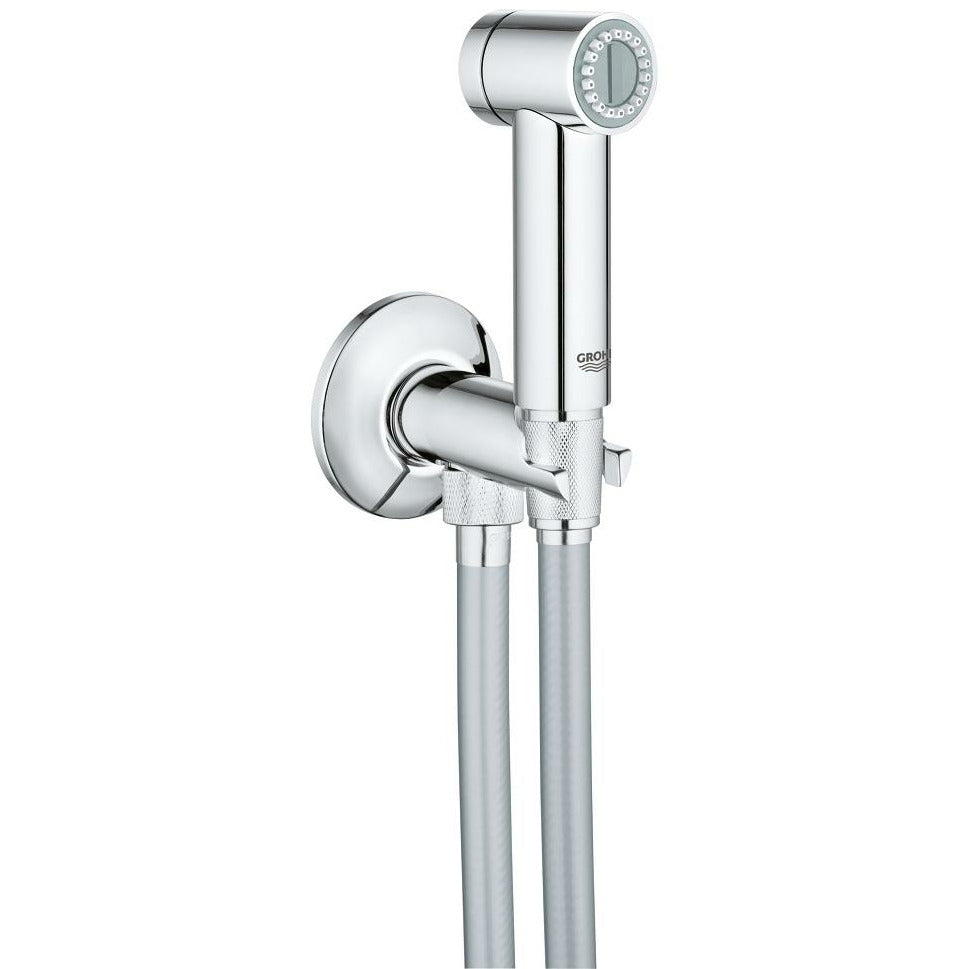Grohe Chrome Sena Trigger Spray 35 Wall holder set with self-closing angle valve, 1 spray - Letta London - Hand Showers