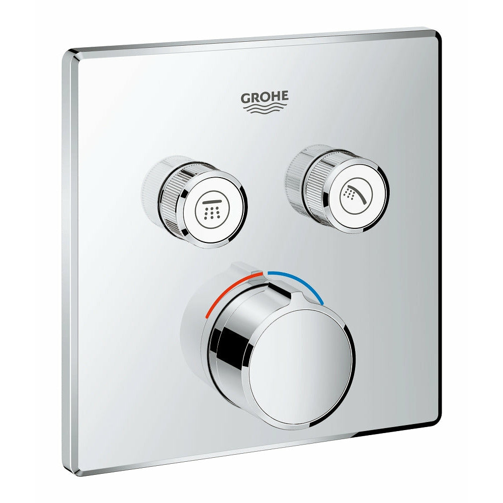 Grohe Chrome SmartControl Concealed mixer with 2 valves - Letta London - Push Button Shower Valves
