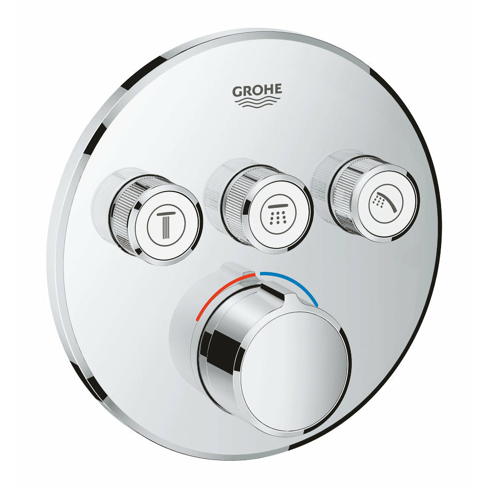 Grohe Chrome SmartControl Concealed mixer with 3 valves - Letta London - Push Button Shower Valves