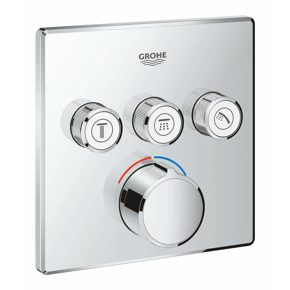 Grohe Chrome SmartControl Concealed mixer with 3 valves - Letta London - Push Button Shower Valves