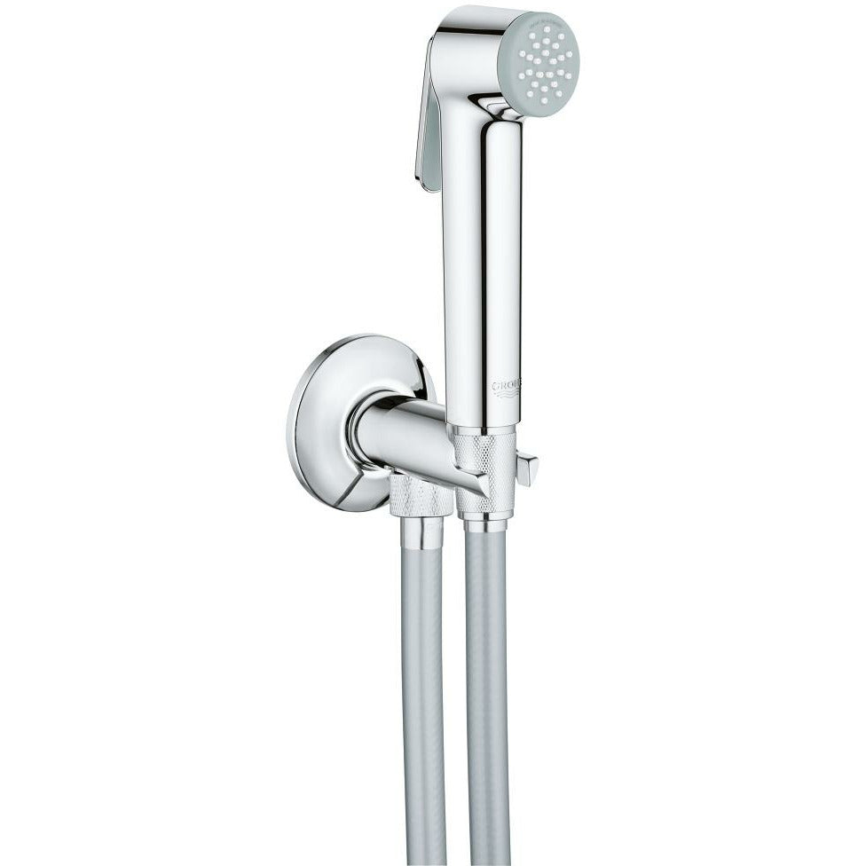 Grohe Chrome Tempesta-F Trigger Spray 30 Wall holder set with self-closing angle valve, 1 spray - Letta London - Hand Showers