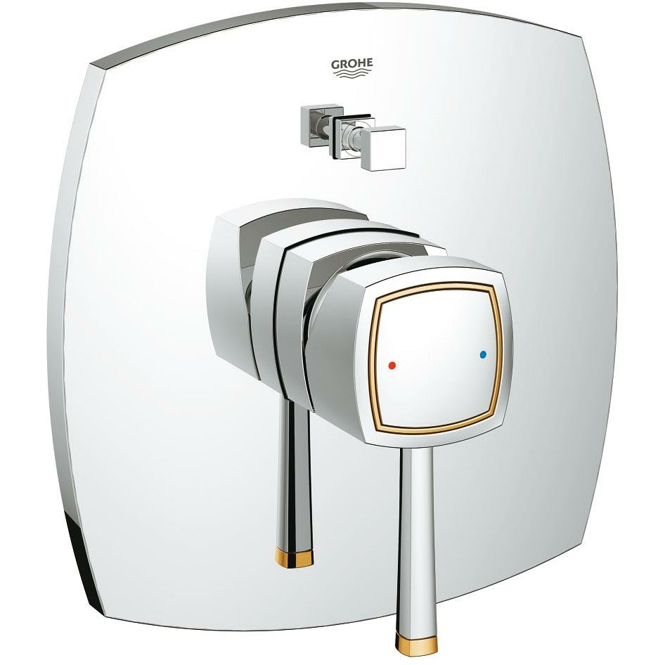 Grohe Chrome/Gold Grandera Single-lever bath/shower mixer trim - Letta London - Thermostatic Showers