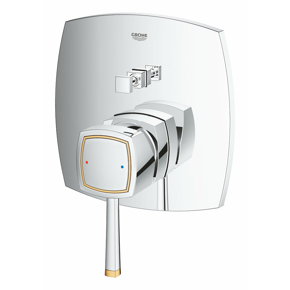 Grohe Chrome/Gold Grandera Single-lever mixer with 2-way diverter - Letta London - Thermostatic Showers