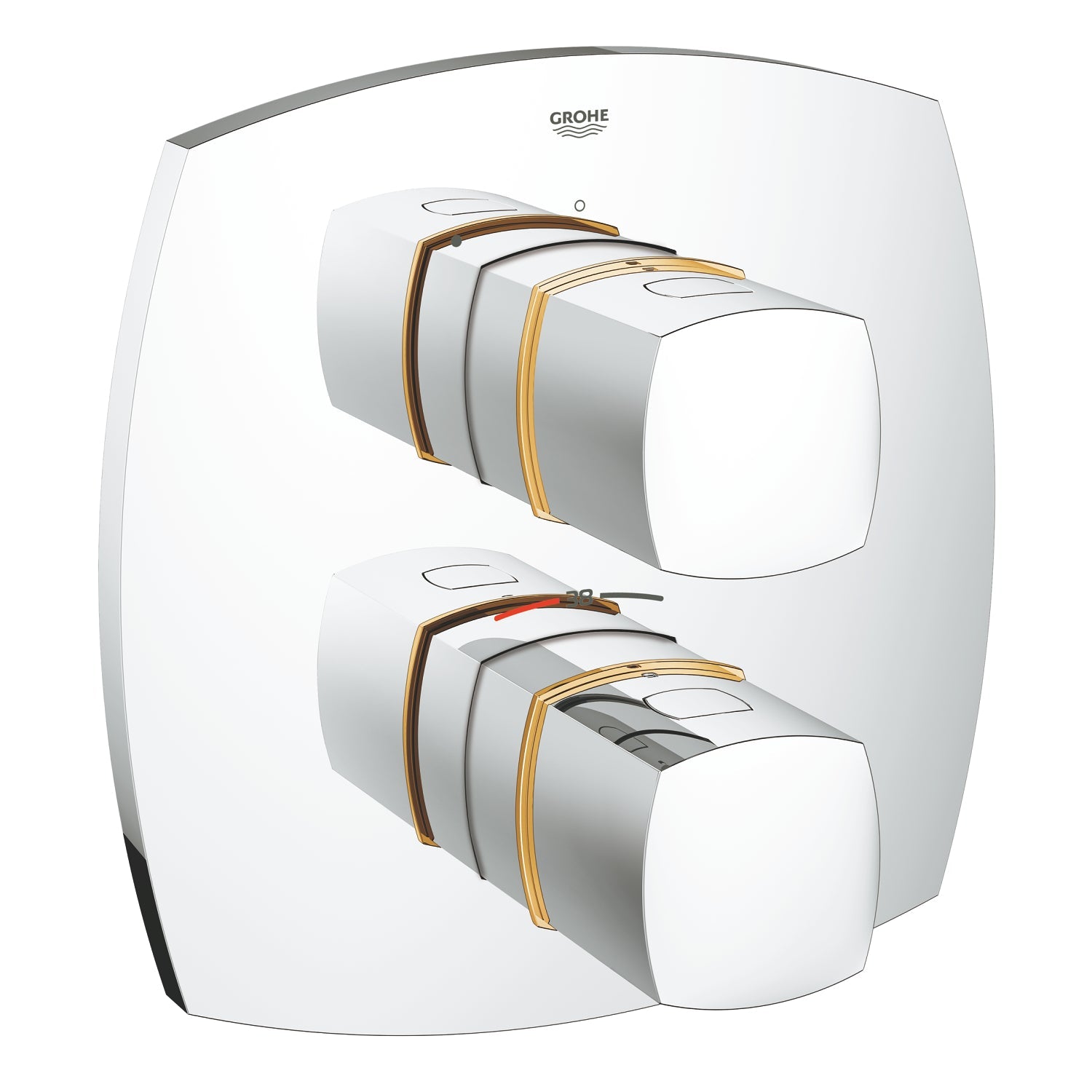 Grohe Chrome/Gold Grandera Thermostatic shower mixer – Letta London