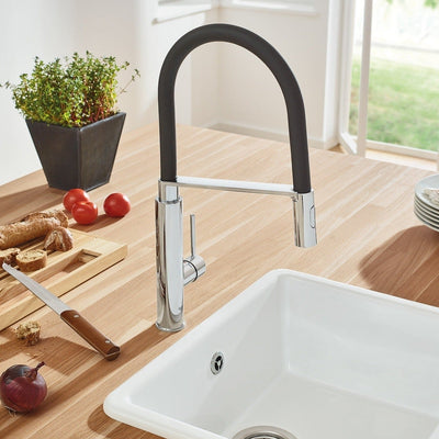 Grohe Concetto single-lever kitchen mixer tap chrome/matt black - Letta London - 