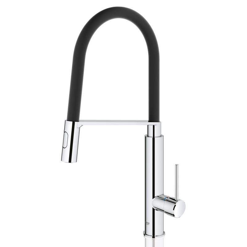 Grohe Concetto single-lever kitchen mixer tap chrome/matt black - Letta London - 