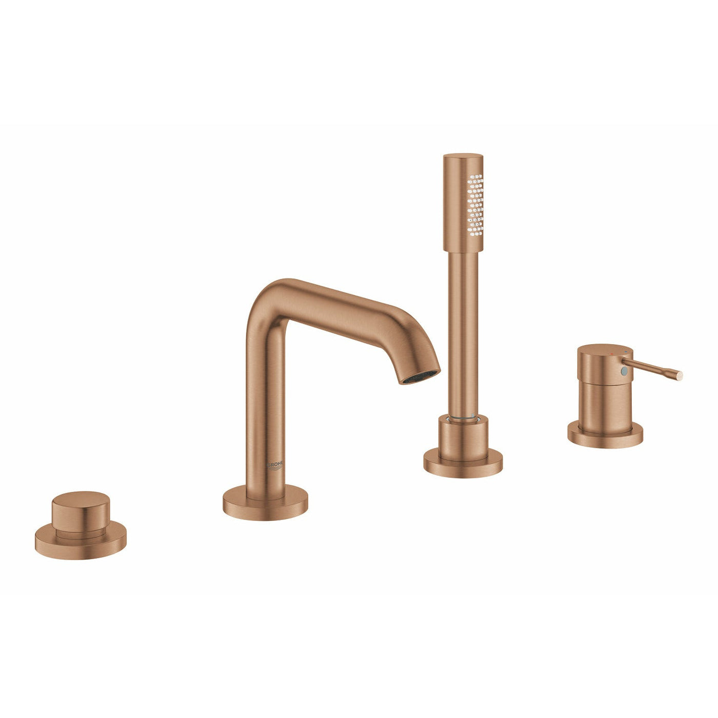 Grohe Deck Mounted Brushed Warm Sunset Essence 4-hole single-lever bath combination - Letta London - 