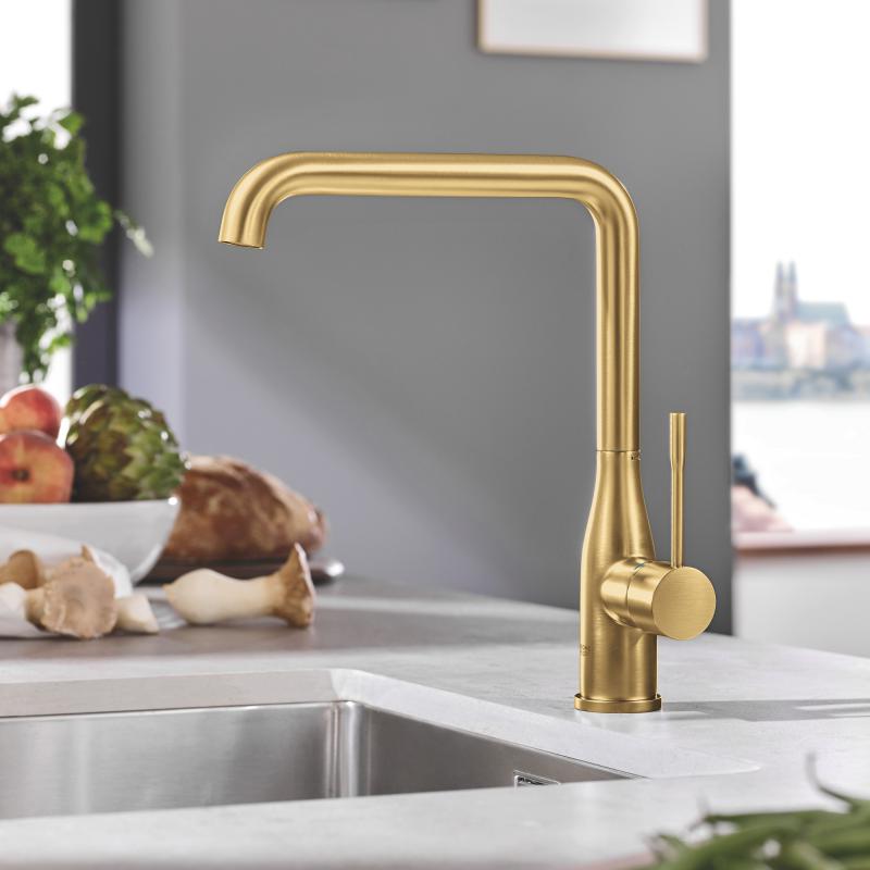 Grohe Essence Single-Lever Kitchen Mixer Tap Brushed Cool Sunrise - Letta London - 