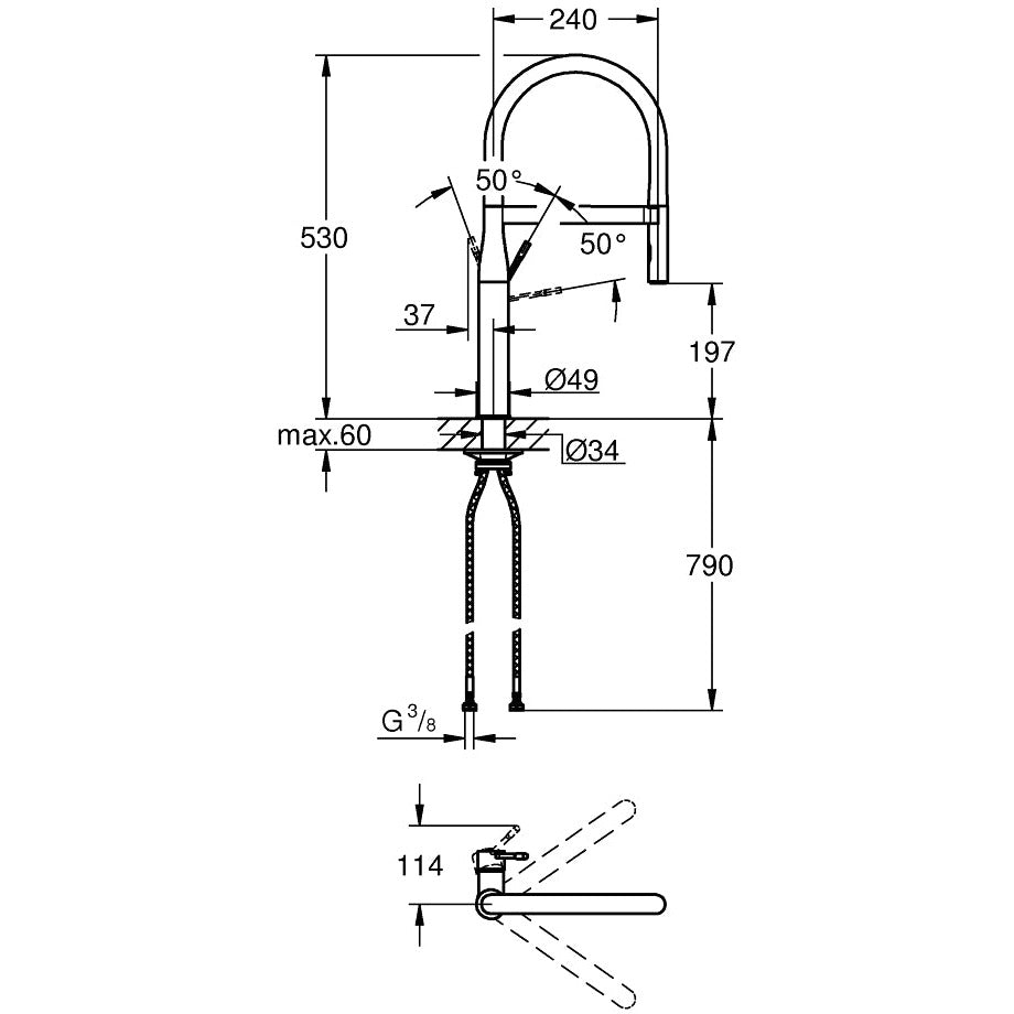 Grohe Essence Single-lever Kitchen Mixer Tap - Chrome - Letta London - Kitchen Taps