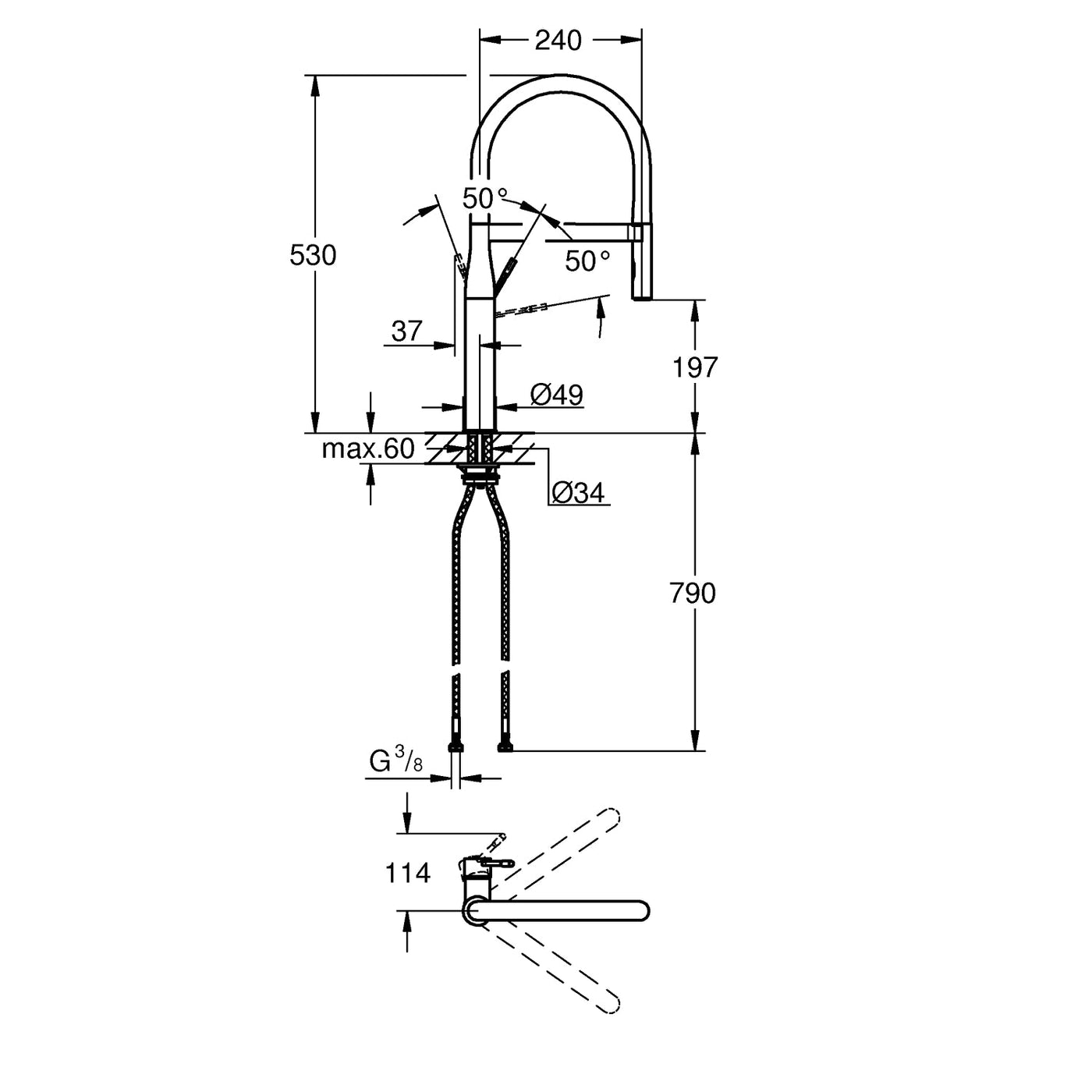 Grohe Essence Single-lever Kitchen Mixer Tap - Graphite - Letta London - Kitchen Taps